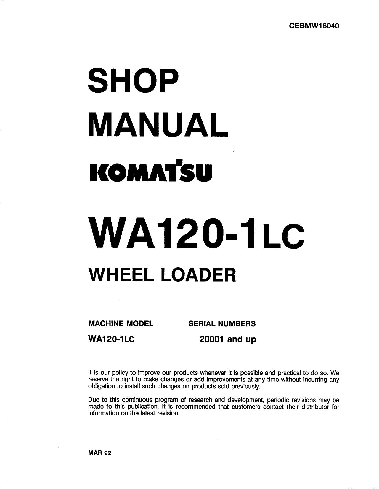 WA120-1 LC Shop Manual